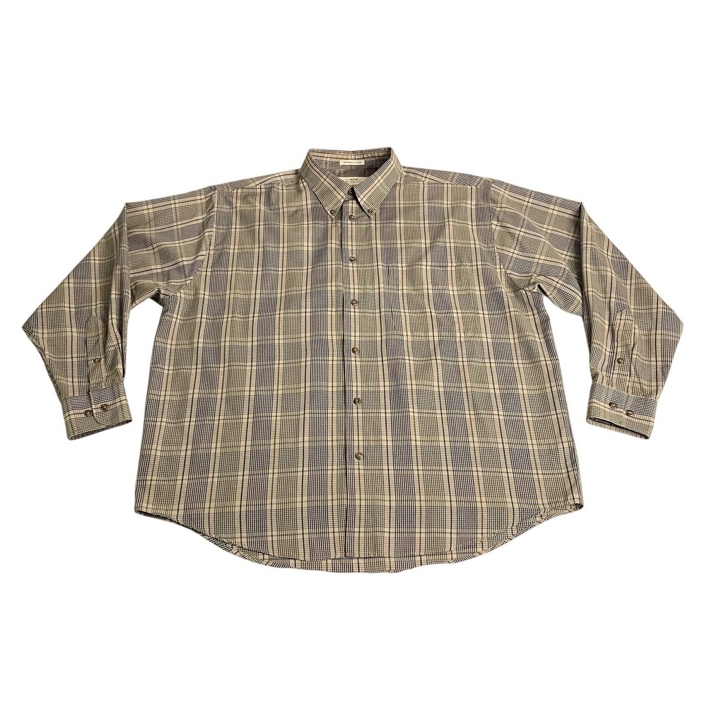 Natural Issue Shirt Mens 2XL Brown‎ Plaid Wrinkle Free Long Sleeve Retro Outdoor